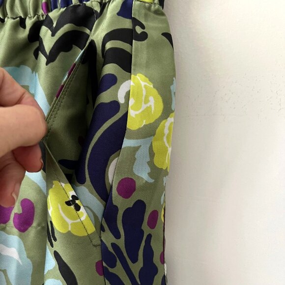 NEW Zara Satin Effect Floral Wide-Leg Pyjama Style Pants in Green, Size XS - Picture 14 of 16